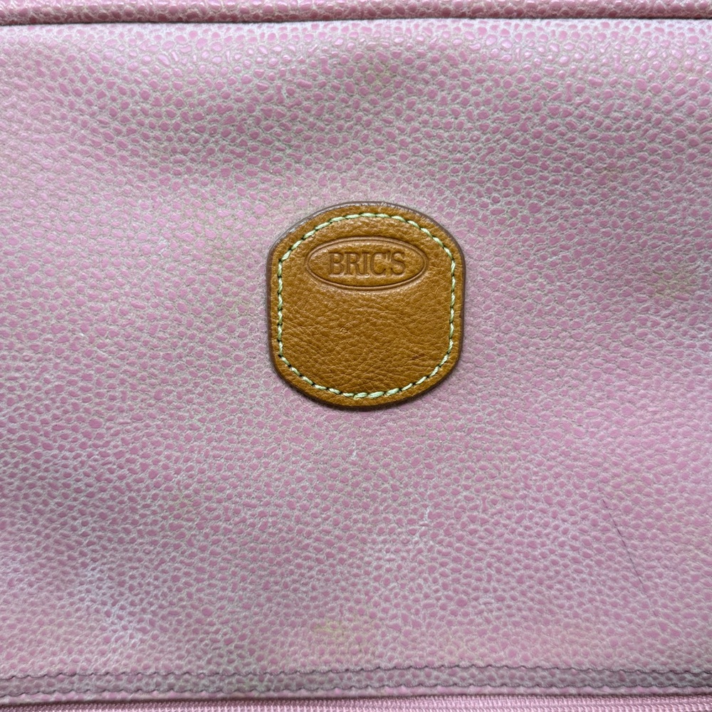 Bric's Pink Pebbled Suede Rolling Luggage Bag - Picture 2 of 15
